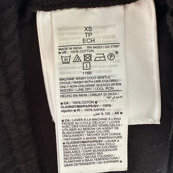 Old Navy Boho Prairie Black Cotton Textured Relaxed Fit Blouse XS Short Sleeve - Picture 8 of 8